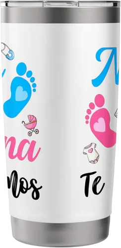 Vista 4 de Vaso aislado de acero inoxidable mexicano a juego Nene o Nena Te Amamos Blanco
