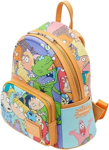 Vista 2 de Loungefly Nickelodeon Nick 90s Color Block AOP Mini Mochila, Multi colorido