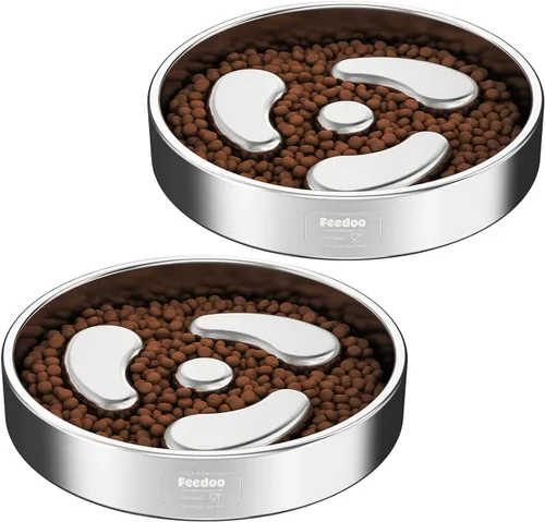 Vista 11 de Cuenco para perro de alimentación lenta, 1 taza para cachorros pequeños, cuenco de rompecabezas de acero inoxidable 304 de doble capa, antiasfixia