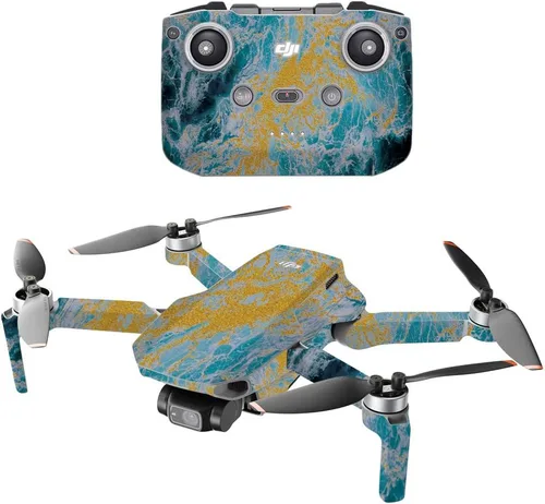 Vista 9 de MightySkins - Compatible con DJI Mini 2 Dron portátil - Aqua Swirl Funda protectora de vinilo duradera y única Fácil de aplicar, quitar