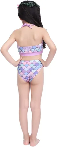 Vista 4 de Gesikai01 - Conjunto de traje de baño de sirena para niñas, 6 piezas, incluyendo cola de sirena