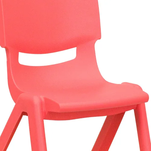 Vista 9 de Flash Furniture Silla escolar apilable de plástico rojo con altura de asiento de 13.25 pulgadas