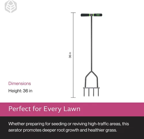 Vista 6 de Lewis Lifetime Tools M-7 C Aireador con puntas, 1 Long-Handled Aerator, Powder-Coated Steel Construction, Cushioned Handles, Easy to Use Lawn Care