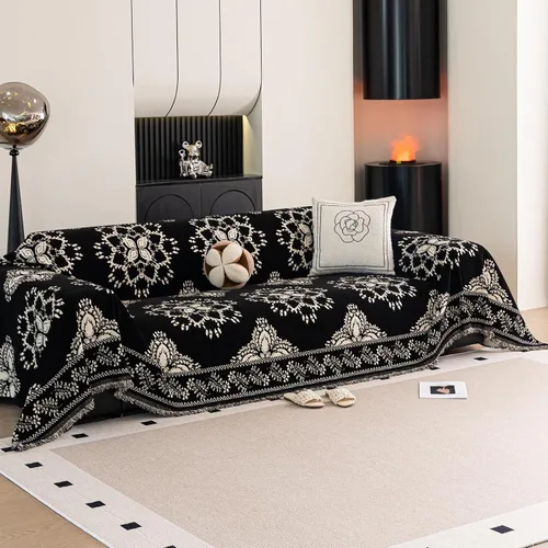 Vista 31 de DREAMINGO Funda para sillón reclinable con estampado floral verde y botánico de jacquard, 1 cojín, acogedora funda de felpilla para sala de estar