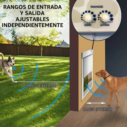 Vista 2 de High Tech Pet - Puerta electrónica automática para mascotas de High Tech Pet – Puerta para perro operada por mascotas, alta seguridad, hermética