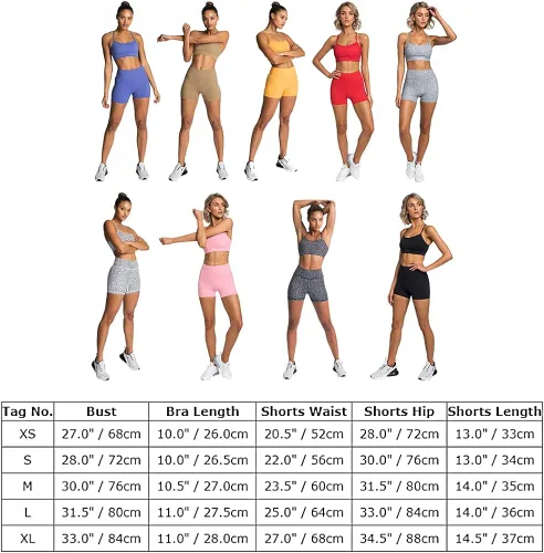 Vista 7 de IWEMEK Conjuntos de entrenamiento para mujer 2 piezas trajes de yoga leggings de cintura alta pantalones cortos y brasier deportivo ropa de gimnasio