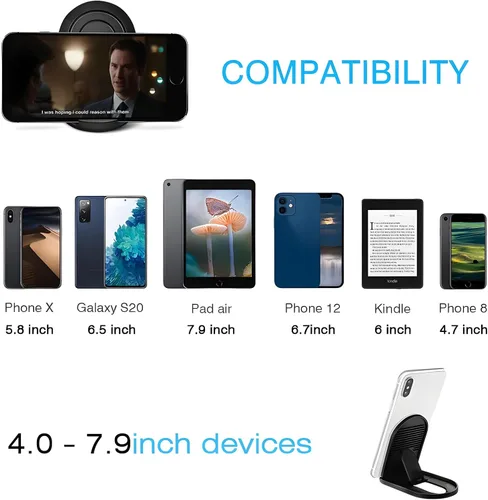 Vista 7 de [Paquete de 3] Soporte de teléfono celular para escritorio, soporte plegable portátil para iPhone, soporte de escritorio ajustable multiángulo