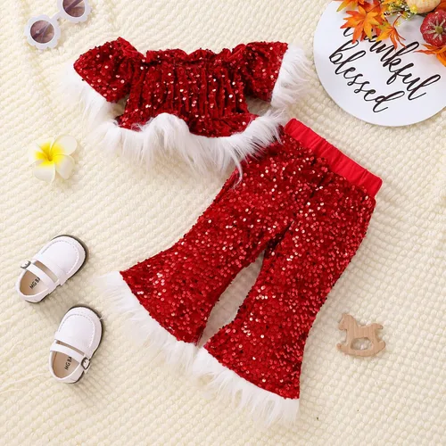 Vista 3 de Tops de Navidad para bebés y niñas, leggings trajes de Navidad