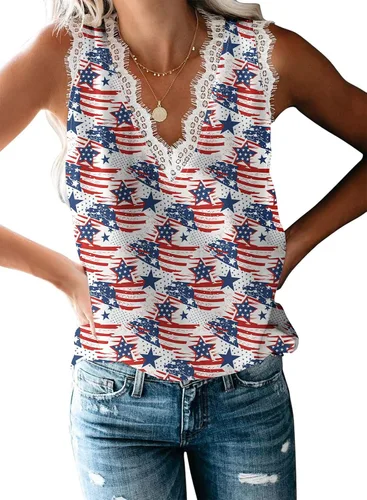 Vista 69 de VIISHOW - Camiseta sin mangas, sexy, con cuello en V y bordes de encaje para mujer, camisola de vestir, camisas de gasa, sin mangas, casuales
