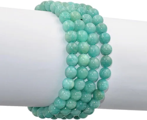 Vista 3 de AD Beads Pulsera elástica de cuentas redondas de piedras preciosas naturales, curación Reiki, 0.315 in