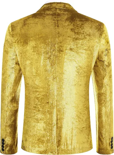 Vista 3 de COOFANDY Chaqueta de traje de terciopelo brillante para hombre, chaqueta de esmoquin de lentejuelas para baile de graduación, cena, fiesta, boda