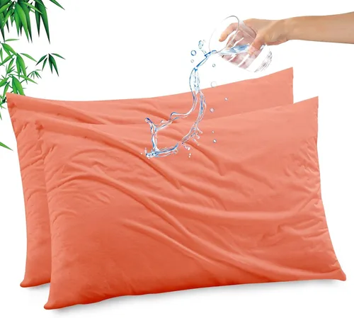Vista 11 de Funda de almohada impermeable de bambú y rayón de Gogreen, funda de almohada transpirable, protector de almohada refrescante con cremallera, funda