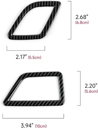 Vista 6 de 2 piezas de calcomanías para rejilla de aire del salpicadero, estilo carbono, de ABS, para ajuste en las rejillas de aire acondicionado, para BMW