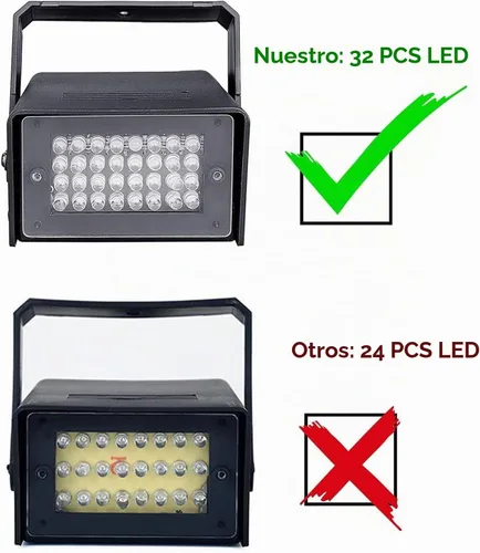 Vista 3 de Paquete de 2 luces estroboscópicas de discoteca para fiesta, 32 mini luces LED estroboscópicas para fiestas, luces estroboscópicas enchufables