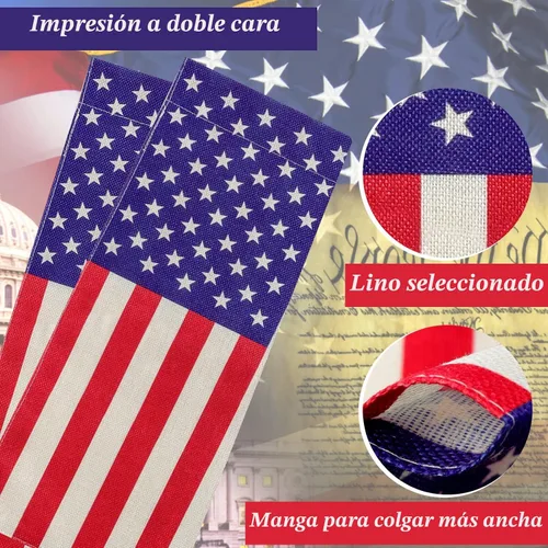 Vista 3 de URSKYTOUS Bandera de jardín americana pequeña bandera americana de doble cara de 12 x 18 pulgadas, resistente a la intemperie, banderas patrióticas