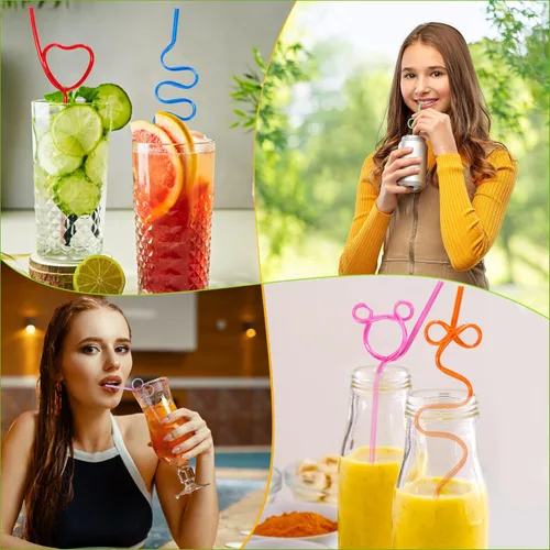 Vista 5 de 36 pajitas locas, coloridas y divertidas pajitas para niños, reutilizables, ideales para fiestas y fiestas de cumpleaños