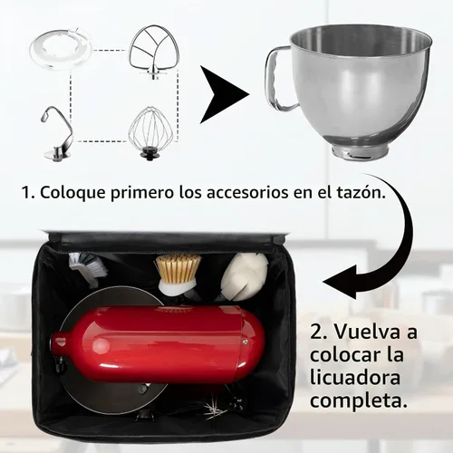 Vista 3 de TORIBIO Bolsa de almacenamiento para batidora de cocina compatible con KitchenAid y accesorios extra, bolsa/estuche portátil para batidora de 4.5