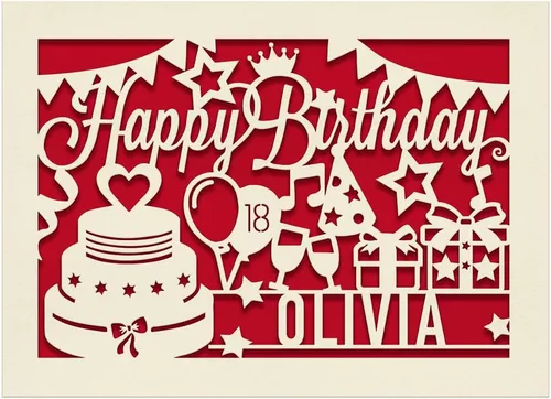 Vista 5 de Tarjeta de Cumpleaños Personalizada de Papel Cortado con Láser Tarjetas de Felicitación Regalo Personalizado de Cumpleaños Tarjeta Terminada a