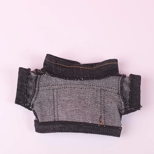 Vista 5 de niannyyhouse Chaquetas de mezclilla Jeans Camiseta blanca 7.8 pulgadas (7.9 in) Ropa de muñeca rellena humanoide de felpa (negro)