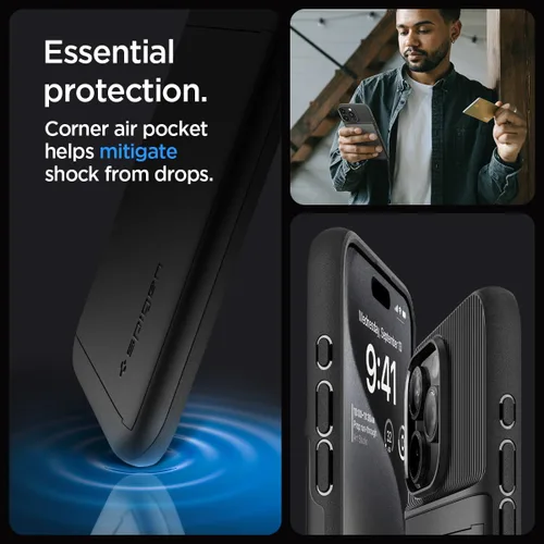 Vista 5 de Spigen Slim Armor CS - Funda diseñada para iPhone 15 Pro Max (2023) [protección de grado militar], color negro