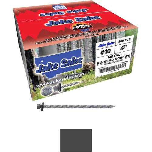 Vista 339 de Tornillos para techos de metal gris ABC 10 x 1 - Cabezal hexagonal - Arandela EPDM - Arandela de arranque automático/roscado - 1 bolsa - 250