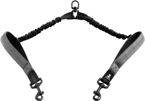 Vista 23 de SparklyPets Correa doble elástica para perro con 2 correas para perros con soporte trasero - Correa doble para perros para razas medianas y medianas