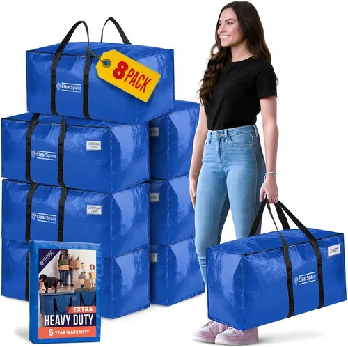 Vista 15 de ClearSpace Bolsas de mudanza o bolsa de almacenamiento de gran tamaño – Cajas grandes para mudanzas con correas de mochila, cremalleras y asas