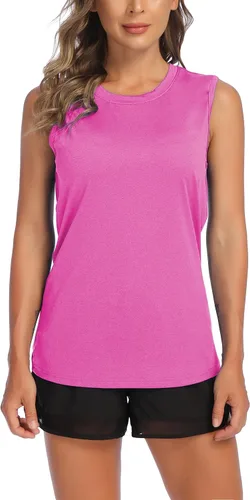 Vista 9 de COOrun Camisetas deportivas sin mangas para mujer, ligeras, de secado rápido, para yoga, sin mangas