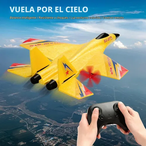 Vista 3 de SU27 RC Fighter Plane Principiante Avión RC 6-Axis Estabilizador Amarillo