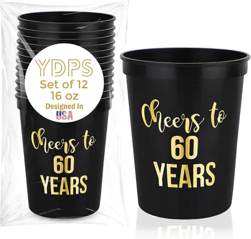 Vista 9 de Copas de plástico reutilizables para estadios de 30 años, 16 onzas, 12 unidades, recuerdos de fiesta de 30 cumpleaños y decoración de mesa para ella