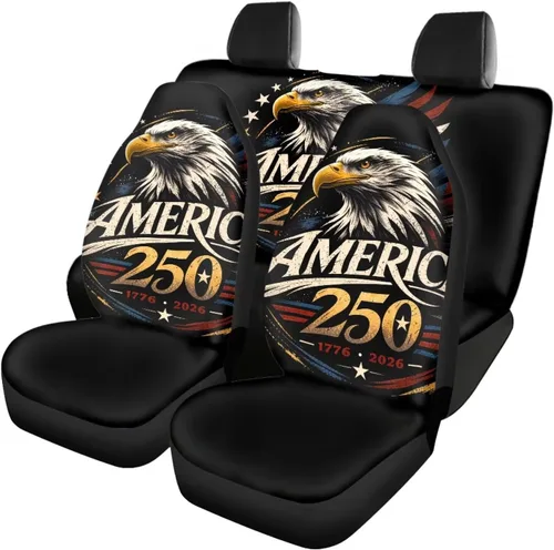 Vista 11 de Howilath 250 USA Anniversary - Juego de 4 fundas de asiento de automóvil de ajuste universal para asientos delanteros y traseros para uso en todas