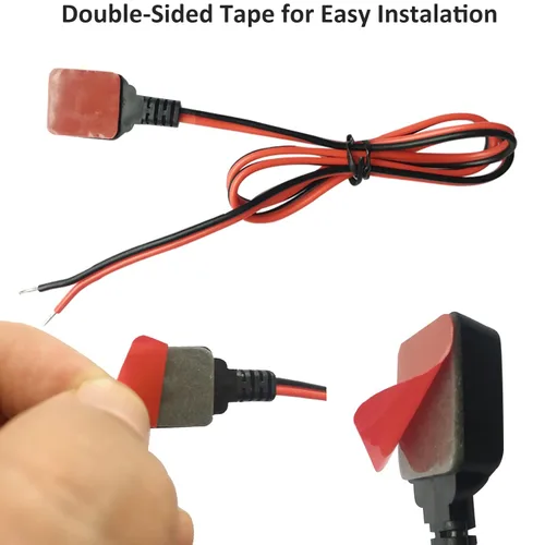 Vista 4 de Interruptor de botón momentáneo de 12 V y 24 V, cable precableado de 0,5 m y cinta de doble cara para una fácil instalación