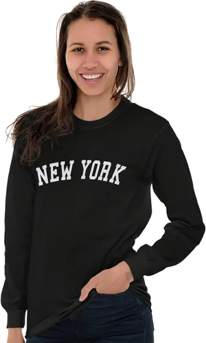 Vista 3 de Nueva York Simple Traditional Classic Camiseta de manga larga para hombre y mujer