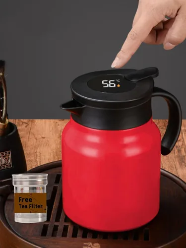 Vista 5 de Jarra térmica de café de 34 onzas, olla de té de acero inoxidable 316, jarra de café al vacío de doble pared retención de calor y frío sin BPA