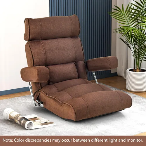 Vista 2 de KOMFOTT Sofá plegable ajustable, tumbona tapizada para interiores con reposacabezas ajustable de 6 posiciones, soporte lumbar, asiento extendido