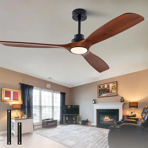 Vista 15 de 52” Silent Solid Wood Ceiling Fan Light, with 6-speed remote control, black