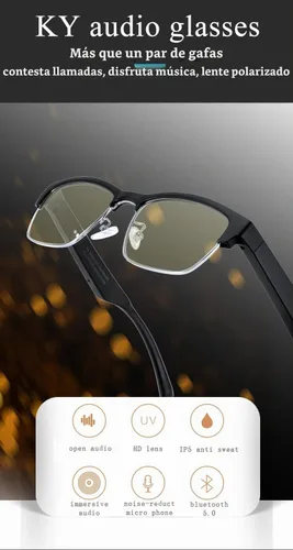 Vista 2 de Lentes de sol Bluetooth AI, nuevas gafas inalámbricas Bluetooth, lentes de audio inteligentes, lentes inteligentes de entretenimiento