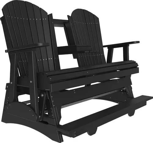 Vista 10 de LuxCraft Adirondack Balcony Glider - 5 pies con consola desplegable (Aruba en negro)
