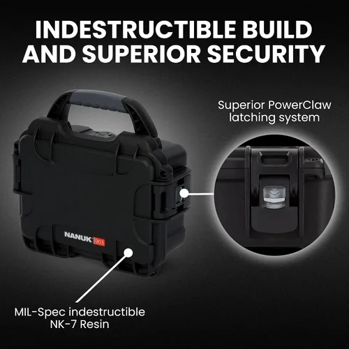 Vista 2 de NANUK 903 - Funda rígida con espuma, IP67, impermeable, resistente a los impactos para cámaras compactas y equipos pequeños, a prueba de polvo, 9.1