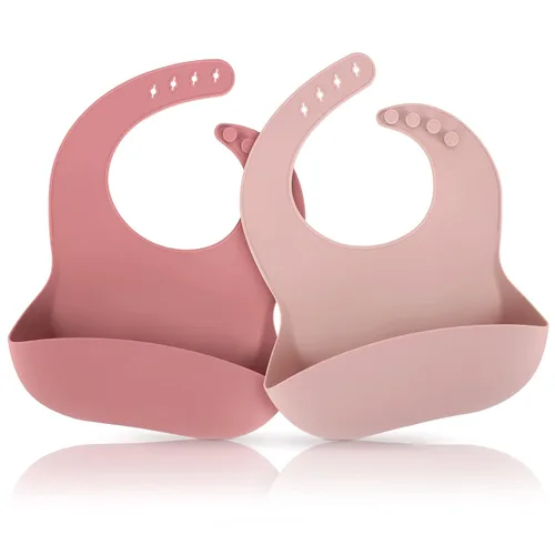 Vista 11 de ME.FAN Baberos de silicona para bebés y niños pequeños Juego de 2 baberos de silicona ajustables