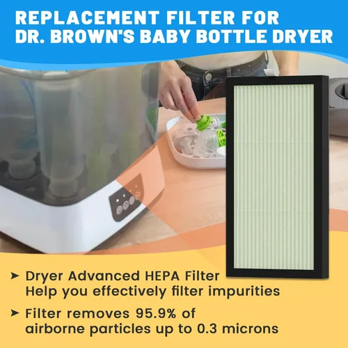 Vista 3 de Paquete de 2 filtros HEPA de repuesto compatibles con el secador Dr. Brown's - Filtro avanzado de secadora para biberones y chupetes