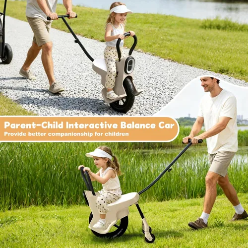 Vista 7 de Monociclo manual de 12 pulgadas para niños, bicicletas monociclo ligero con luz/pasamanos/ruedas auxiliares, bicicleta monociclo para padres e