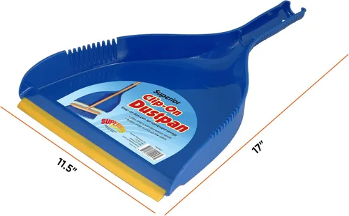 Vista 2 de Superio Recogedor con clip, plástico azul resistente, fácil agarre con clip en el borde de goma, escombros de barrido detallados, se adapta a