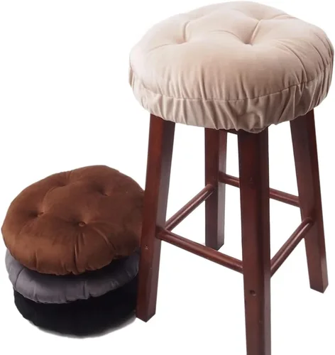 Vista 4 de Augld Paquete de 2 Cojines para Taburetes de Bar con Banda Elástica Cubierta de Taburete 12 Pulgadas Beige