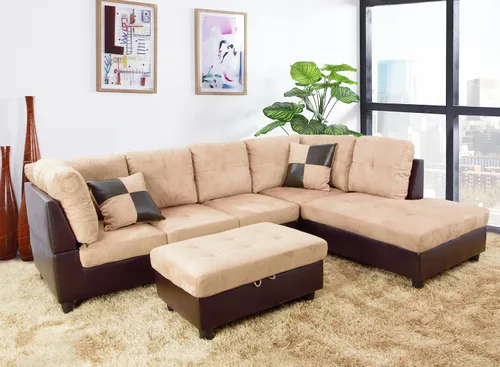 Vista 14 de Juego de sofá modular para sala de estar, juego de sofá modular de 103 pulgadas con otomana de almacenamiento, sofá modular en forma de L para sala