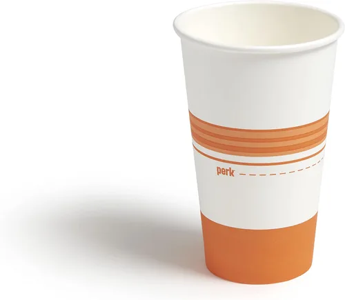 Vista 3 de Staples Perk - Vasos calientes de papel de 16 onzas, 500 unidades de tazas de café desechables a granel para bebidas calientes, blanco/naranja
