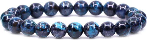 Vista 37 de Keleny Gem - Pulsera elástica de piedras semipreciosas con cuentas redondas de 8 mm, 7 pulgadas, unisex Ágata de encaje azul de grado A