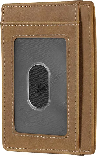 Vista 4 de Travelambo - Cartera de piel minimalista con bolsillo frontal, tamaño mediano, cartela delgada, RFID