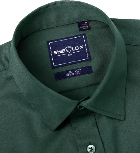 Vista 4 de Alimens & Gentle Camisas de vestir para hombre, camisas de vestir ajustadas para hombre, camisa casual con botones y manga larga