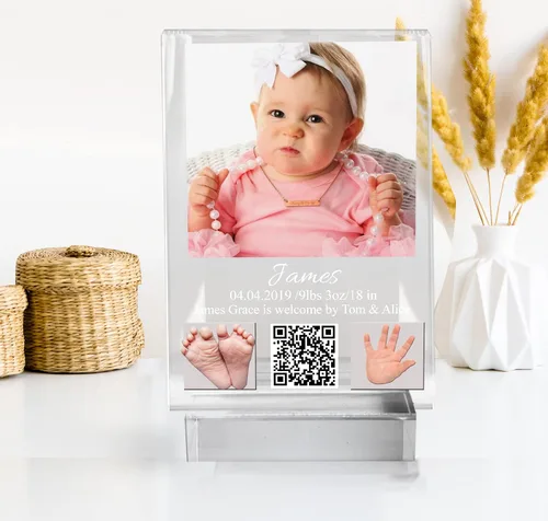 Vista 4 de Tina&Co Recuerdos de fotos personalizados para bebés, regalos personalizados para baby shower con texto, sonido, huellas y huellas de manos